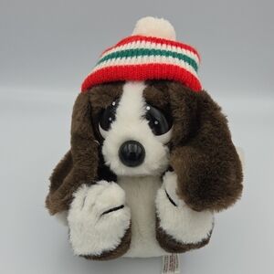 Vintage World of Smile Puppy Eyes Dog Plush 10" With Beanie KOREA